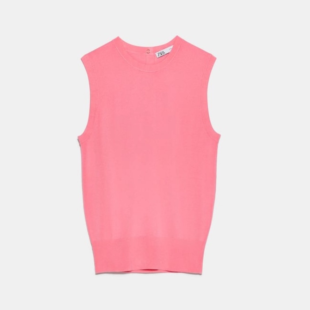 Zara Pink Sleeveless Knit Top Small